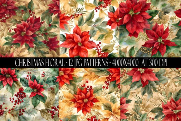 Christmas Floral Seamless Patterns