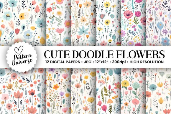 Cute Doodle Flowers Seamless Patterns: A Creative Essential for Modern Designers
