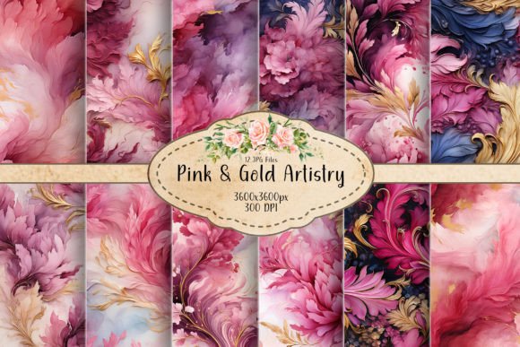 Pink Gold Artistry Seamless Patterns