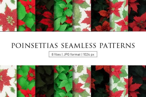 Poinsettias Seamless Patterns for Creative Projects