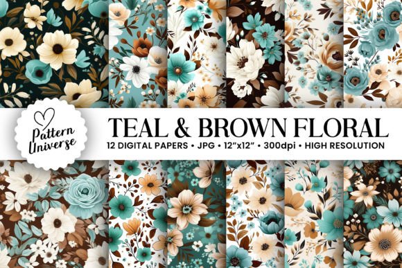 Teal Brown Flowers Seamless Patterns: A Creative Resource for Craft Enthusiasts