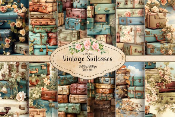 Vintage Suitcases Seamless Patterns